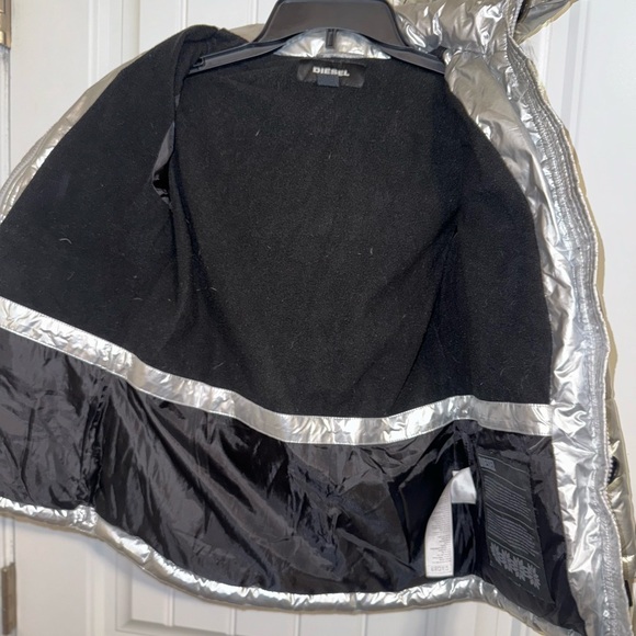 Diesel Girls Hooded Puffer Parka Jacket Removable Faux Fur Trim Silver* - Picture 8 of 12